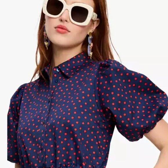 NEW KATE SPADE Spring Time Dot Millie Dress SIZE SMALL RED AND BLUE - Picture 4 of 4